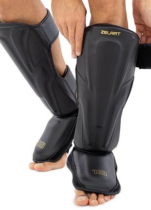 Защита голени и стопы для единоборств zelart 🔥 s-xl черный