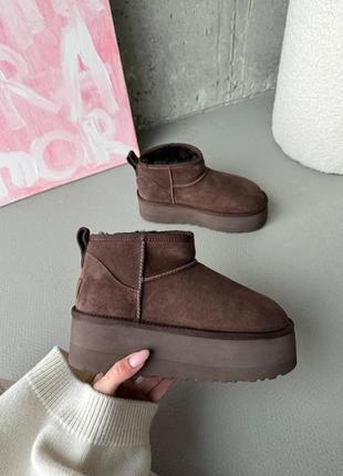 Уггі ugg ultra mini platform burnt cedar premium