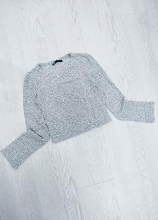 Кофта свитер мягкая от zara с камушками