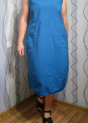 Платье миди свободного кроя с карманами, платье -кокон