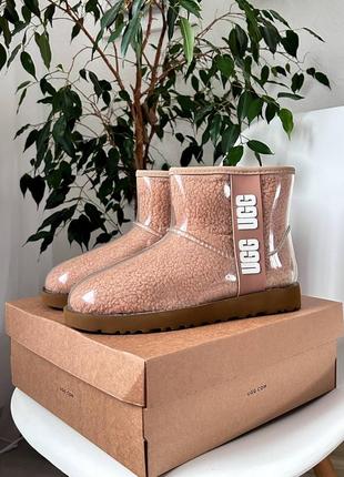 Женские угги ugg classic going mini large logo fleece lined