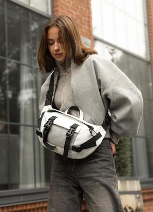 Велика жіноча поясна сумка бананка sambag dynamicdart - біла