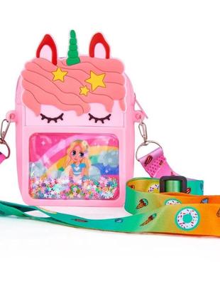 Сумочка для девушек honey bunny miss силиконовая, с блестками, 12*8 см