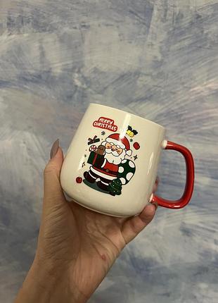 Набір чашка кухоль ложка кришка новорічний подарунок різдвяний набір