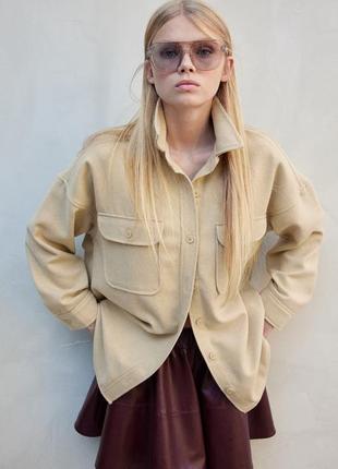 Оверсайз тепла фланелевая рубашка h&m (zara), новая коллекция 2024, размер xs и s