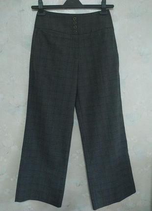 Женские брюки joy 46р. m, серые, в клетку, широкие