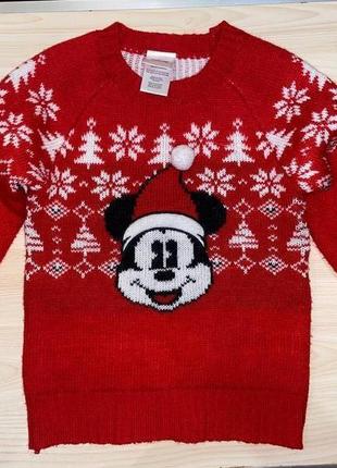 Новогодний свитер с микки маусом на 3 года