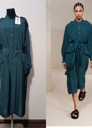 Платье подиумнaя коллекция zara srpls, 170/88 cm, m с поясом на пуговицах