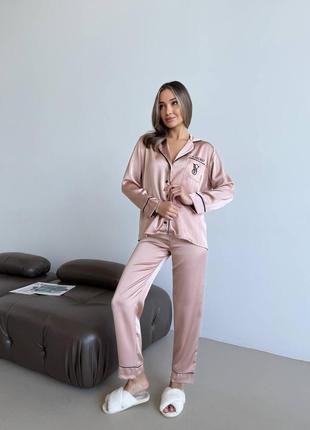 Шовкова піжама пудра