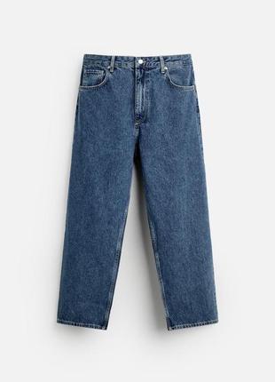 Zara синие, вареные джинсы, широкого фасона. tapered wide leg.