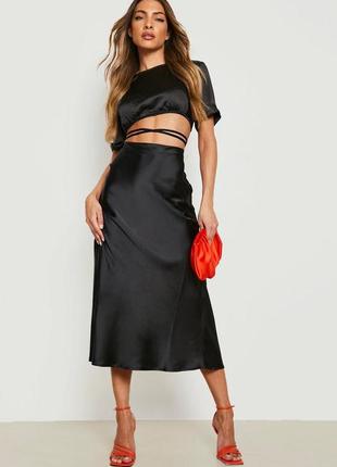 Сатиновая юбка миди4 фото
