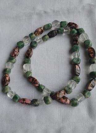 Вінтажне намисто кольє родоніт кришталь авантюрин натуральний камінь