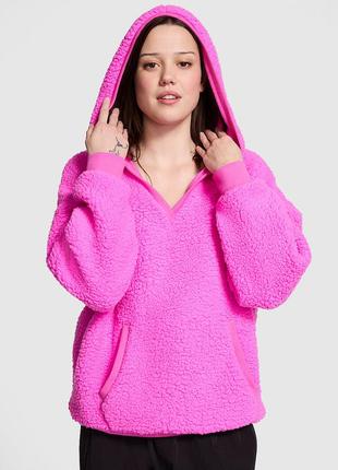 Флисовый пуловер с капюшоном victoria ́s secret pink