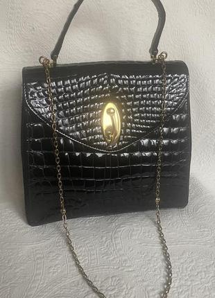 Винтаж! cosci (gucci) vintage 1950-70s black crocodile leather, оригинал, редкость