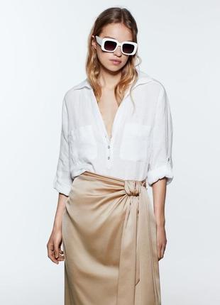 Zara стильная женская льняная лен лен рубашка блуза рубашка бренд zara