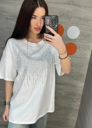 Футболка женская со стразами