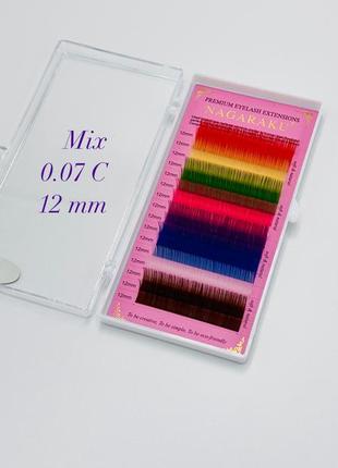 Вії nagaraku веселка 0.07c mix (12 мм) нагараку мікс