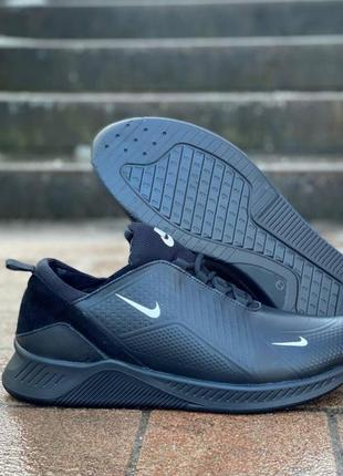 Зимние кожаные кроссовки buy nike натуральный мех черные