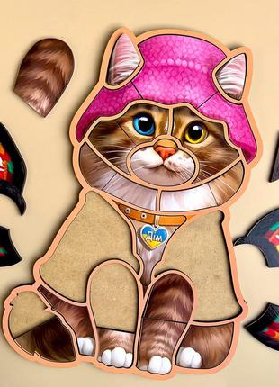 Дерев'яний контурний пазл "український котик"