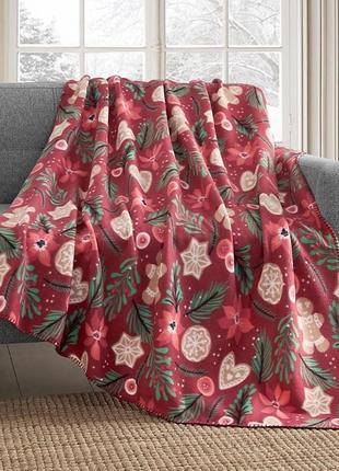 Флисовый плед с праздничным принтом holiday home 0389