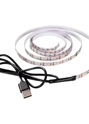 Светодиодная led лента 5м, от usb, холодный белый / диодная подсветка для мебели / лед лента от