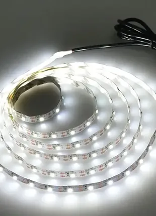 Светодиодная led лента 5м, от usb, холодный белый / диодная подсветка для мебели / лед лента от