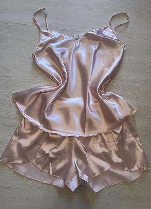 Пижама из шелка майка с шортами