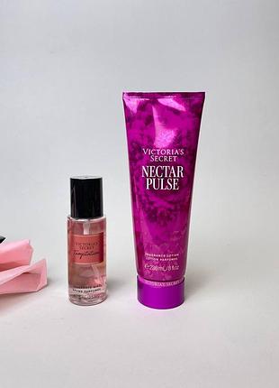 Подарунковий набір лосьйон для тіла victoria's secret nectar pulse fragrance lotion+ міні спрей