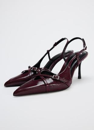 Бордові туфлі слінгбеки zara