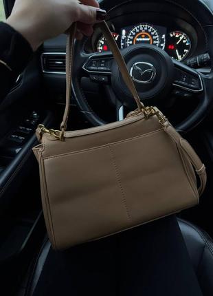Сумка бежевая кожаная3 фото