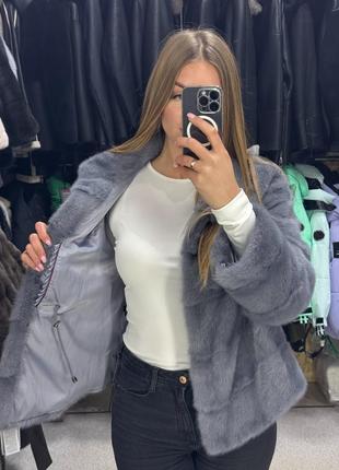 Шуба норкова 65 см норка натуральна блакитна норочка