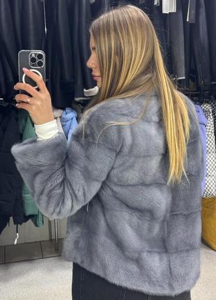 Шуба норкова 65 см норка натуральна блакитна норочка