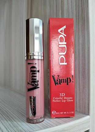 Блеск для губ "pupa vamp 3d" пупа, тон 027 нежно - розовый