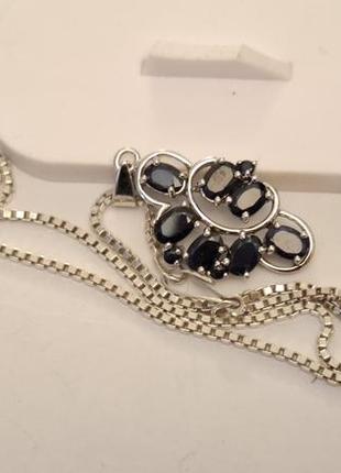 Кулон с цепочкой сапфир серебро 925 проба №1836