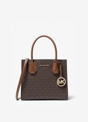 Michael kors | сумка mercer medium logo and leather accordion brown 35s1gm9m2b сумка michael kors mercer medium logo and leather accordion