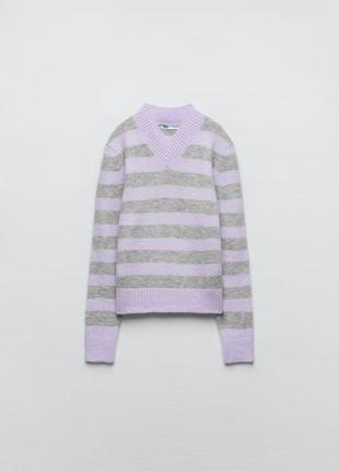 Светр джемпер zara свитер в’чзаниц теплий м’який смужка свитер в полоску джемпер4 фото