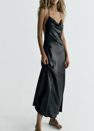 Сукня міді довга сатинова zara оригінал святкова