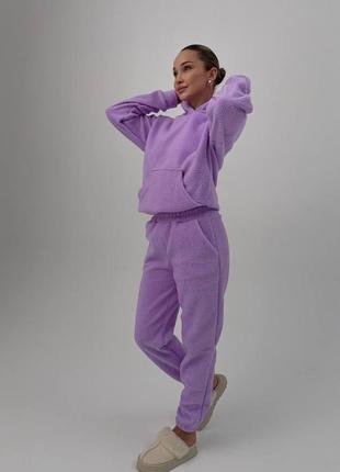 Костюм женский спортивный ткань: плюшевый флис / женский спортивный костюм является обмен / новинка спорт костюмы/ цвет: черный, фиолетовый5 фото