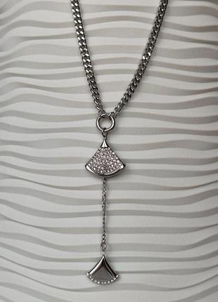 Женская цепочка с кулоном подвеска stainless steel родий