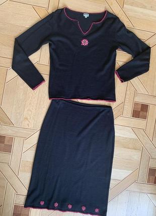 Женский юбочный костюм etam, карандаш, вязка, шерсть, uk 14, eur 42