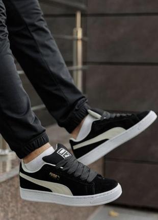 Кросівки puma suede xl black white   замшевые кеды пума чёрные с белым