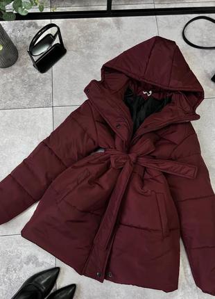 Жіноча тепла зимова куртка,пуховик,пуфер,оверсайз з поясом,женская тёплая зимняя куртка,чо...