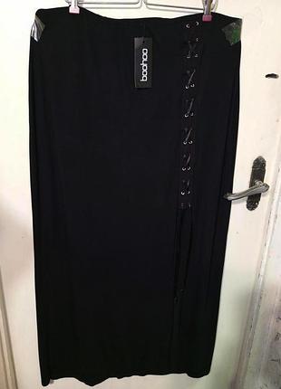 Новая с бирками эффектная макси трикотажная юбка с разрезом мега батал boohoo