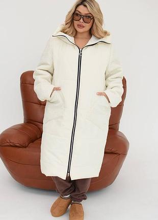 Зимове пальто з рукавами з хутра баранець великих розмірів