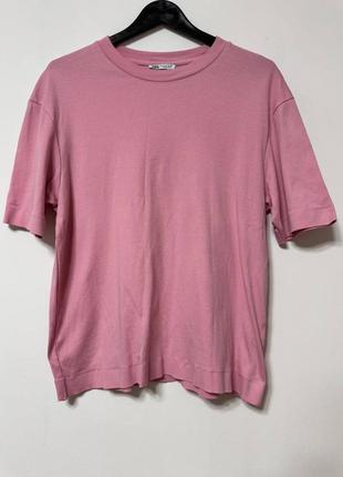 Футболка мужская розовая regular zara, размер l over size