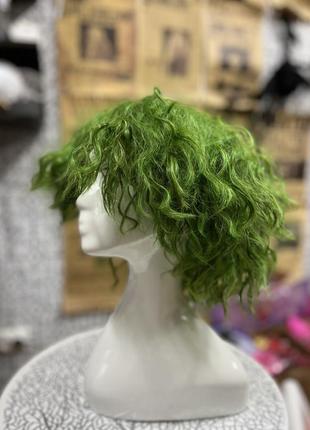 Парик зелёный короткий кудрявый волнистый, джокер, кикимора, косплей аниме