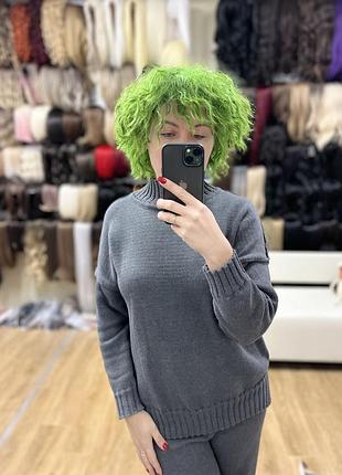 Парик зелёный короткий кудрявый волнистый, джокер, кикимора, косплей аниме