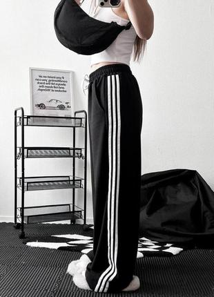 Спортивные широкие черные брюки / спортивное черное ширинкие брюки