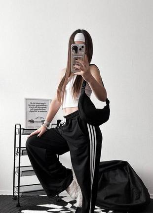 Спортивные широкие черные брюки / спортивное черное ширинкие брюки