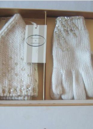 Подарочная коробка 50% lambswool, как новые: шапка i перчатки имталия